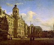Jan van der Heyden The Dam with the New Town Hall oil on canvas